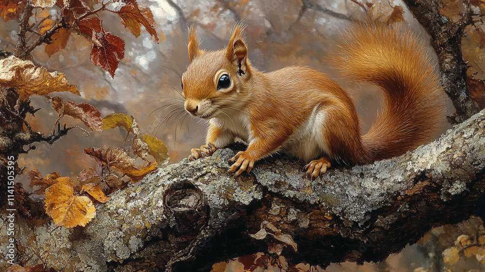 A close-up of a red squirrel with softly blurred background A close-up of a red squirrel with softly blurred background
