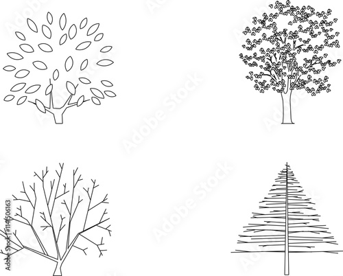 vector illustration design sketch image silhouette of tree plant for completeness of image