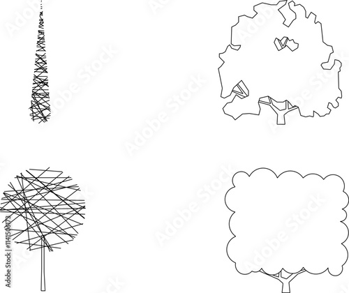 vector illustration design sketch image silhouette of tree plant for completeness of image