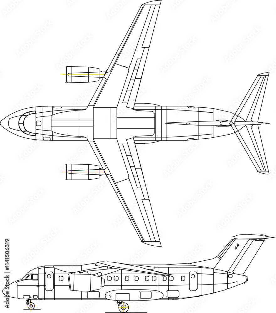 vector illustration of airplane section design with passenger seat interior details side by side vector illustration of airplane section design with passenger seat interior details side by side