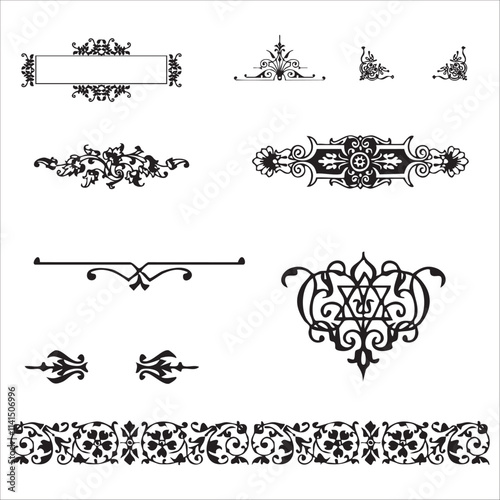 Vintage ornament elements. book design
