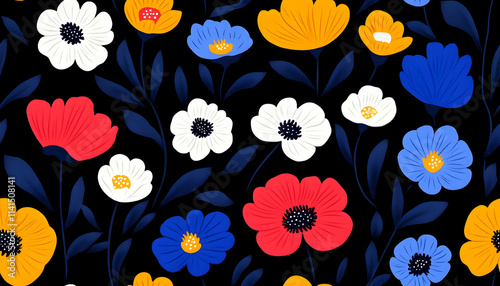 Wallpaper Mural Vibrant Floral Illustration Seamless Pattern Torontodigital.ca