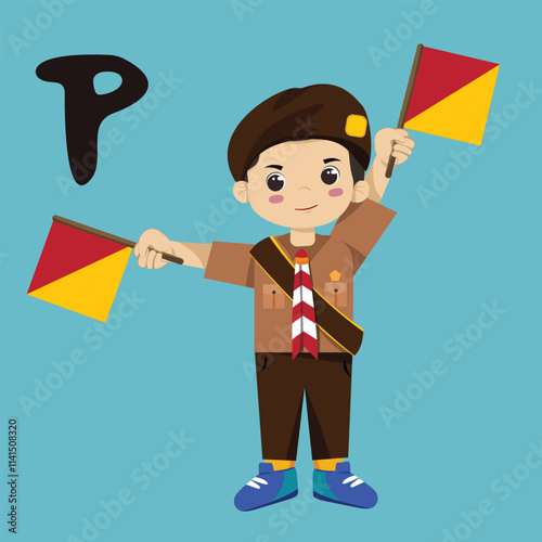 Semaphore P Scout Sign Code Alphabet little BOY