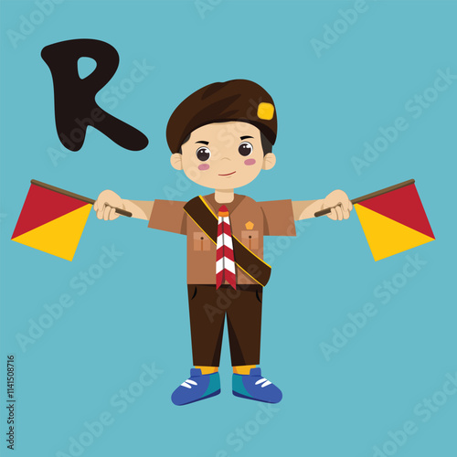 Semaphore R Scout Sign Code Alphabet little BOY