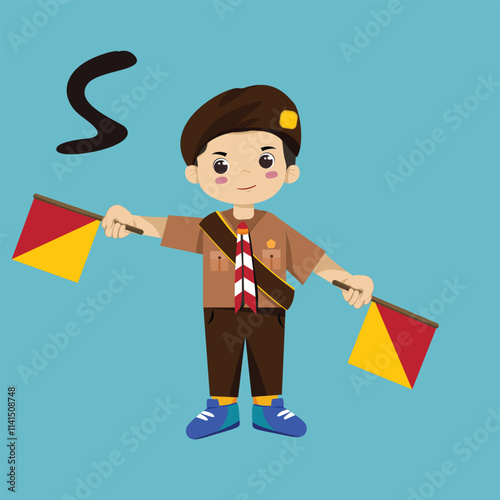 Semaphore S Scout Sign Code Alphabet little BOY