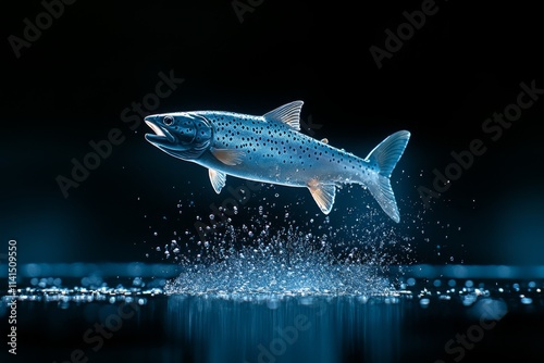 Wallpaper Mural A dramatic shot of a fisherman reeling in a large, jumping fish, with water splashing around them Torontodigital.ca