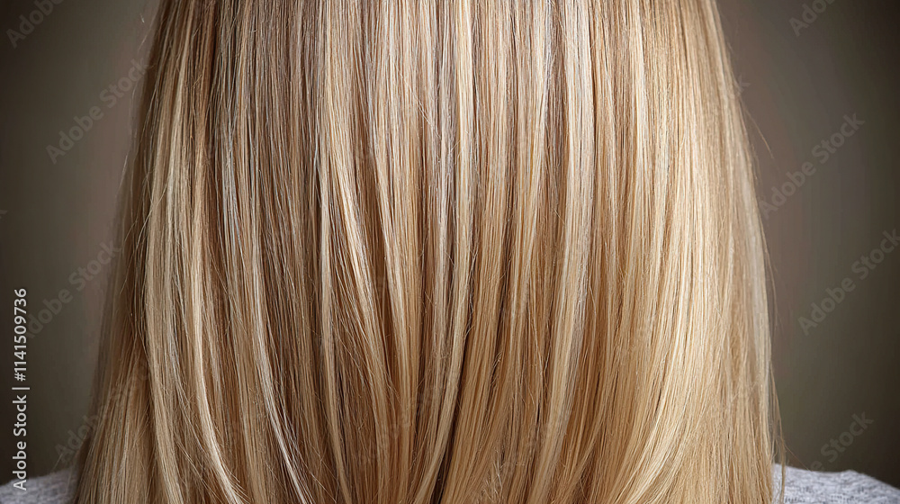 Naklejka premium Close-up of long straight blonde hair for product dvertisement shampoo cosmetics