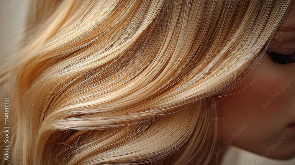 Fototapeta premium Close-up of long straight blonde hair for product dvertisement shampoo cosmetics