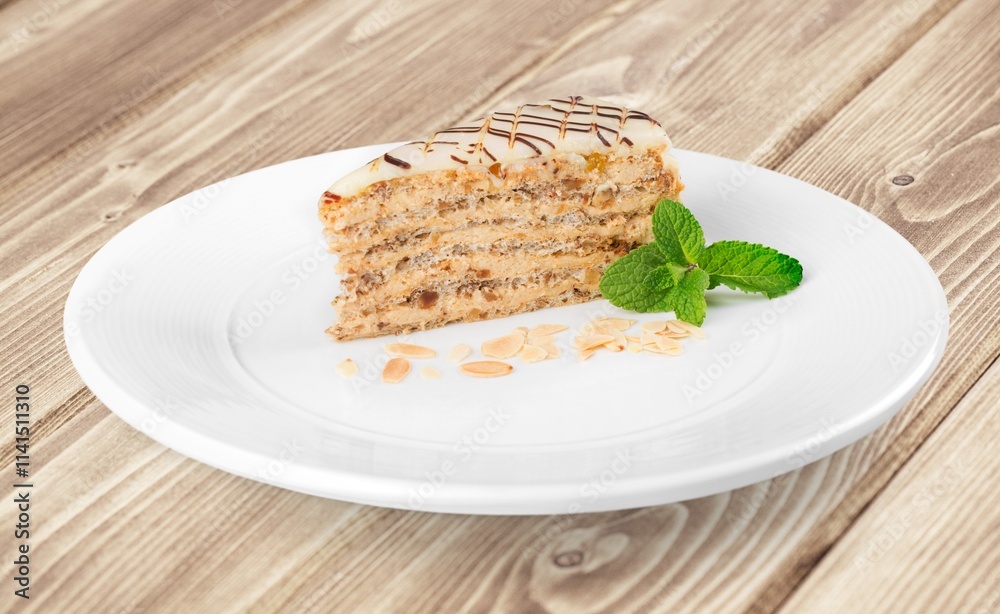Sweet tasty Cake on White Plate Sweet tasty Cake on White Plate