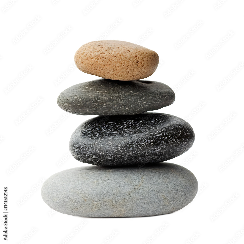 Stacked Pebbles Forming a Balanced Tower in Tranquil Natural Setting Stacked Pebbles Forming a Balanced Tower in Tranquil Natural Setting