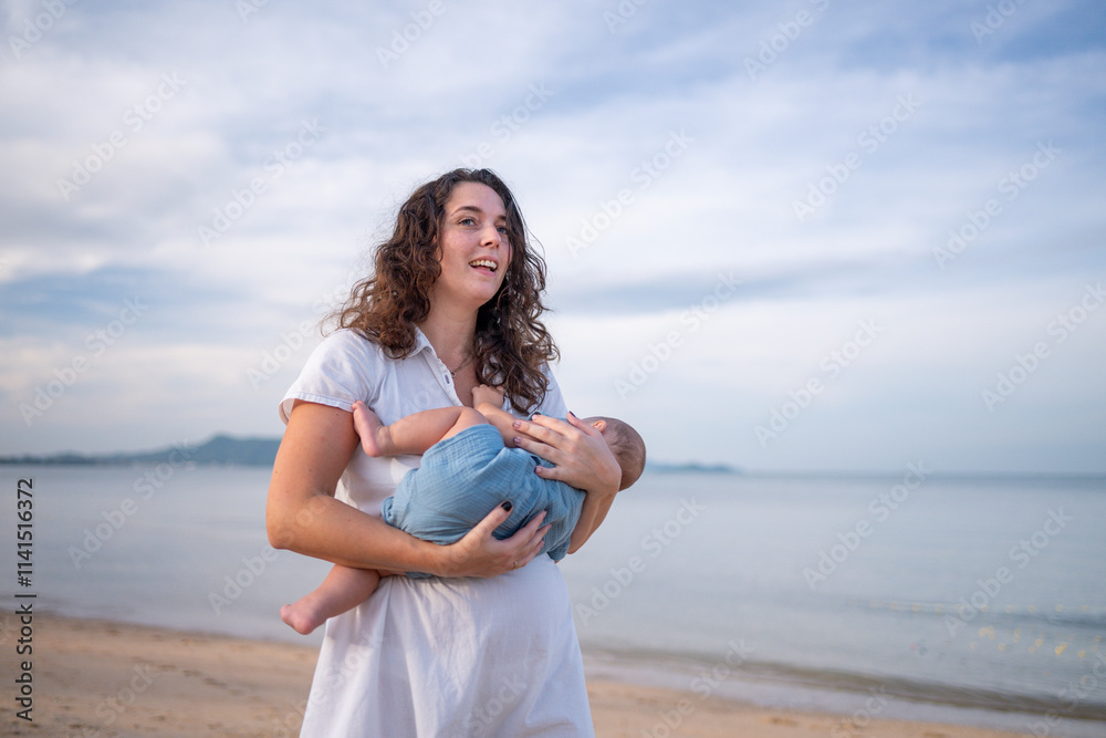 Happiness sense mother and child during daytime holding a baby arms moment between mother and child amidst nature’s beauty close connection with the natural environment lifestyle concept. Happiness sense mother and child during daytime holding a baby arms moment between mother and child amidst nature’s beauty close connection with the natural environment lifestyle concept.