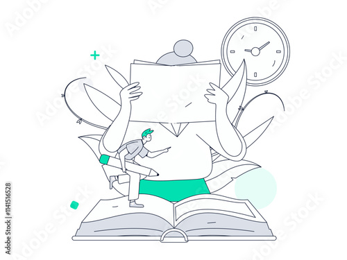 Education and learning people flat vector concept hand drawn illustration
