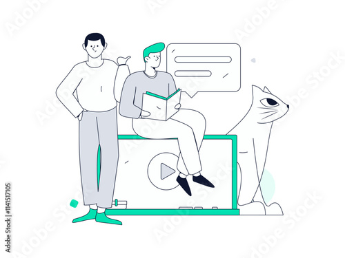 Education and learning people flat vector concept hand drawn illustration
