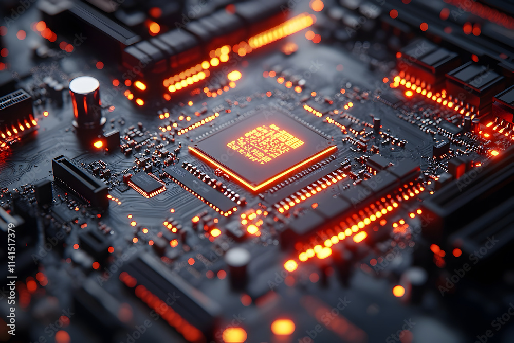 A modern chipset mounted in a futuristic motherboard A modern chipset mounted in a futuristic motherboard