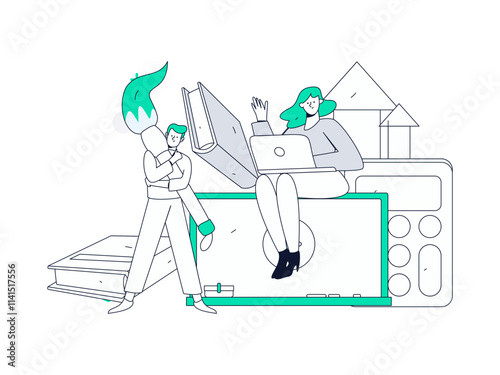 Education and learning people flat vector concept hand drawn illustration
