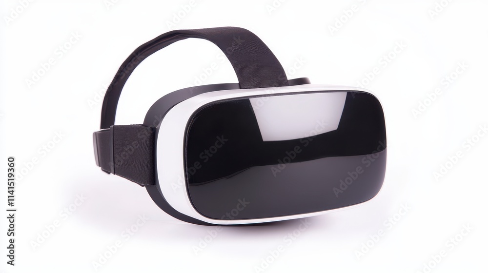 A sleek virtual reality headset designed for immersive experiences, featuring a modern black and white design. A sleek virtual reality headset designed for immersive experiences, featuring a modern black and white design.
