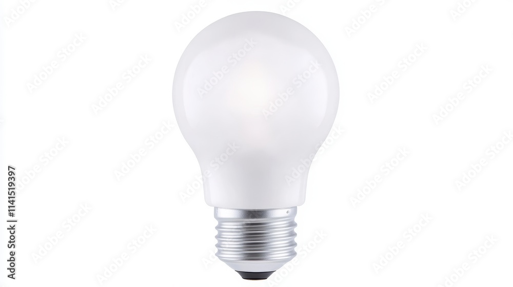 A standard white light bulb with a round shape, featuring a silver base designed for easy installation into light fixtures. A standard white light bulb with a round shape, featuring a silver base designed for easy installation into light fixtures.