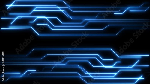 abstract technology background with neon blue lines seamless looping