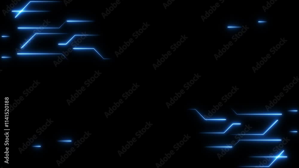 abstract technology background with neon blue lines seamless looping