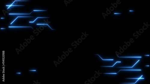 abstract technology background with neon blue lines seamless looping