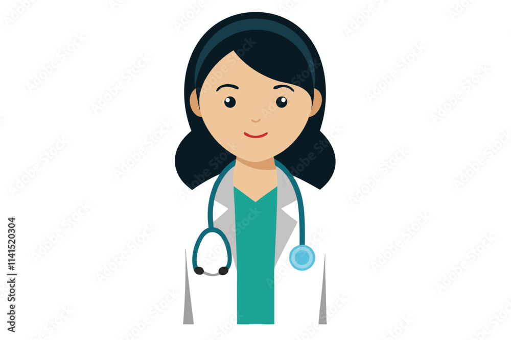 Fototapeta premium A female Asian medical intern with a stethoscope stands confidently in a clinical environment Female Asian medical intern with stethoscope