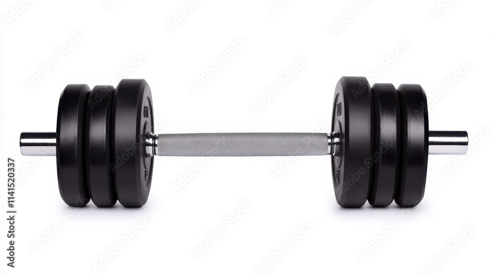 A black adjustable dumbbell with a textured grip, designed for strength training and fitness workouts. A black adjustable dumbbell with a textured grip, designed for strength training and fitness workouts.