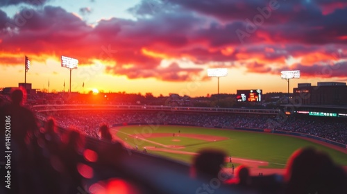 Wallpaper Mural A sunset view over a baseball field with spectators enjoying the game. Torontodigital.ca