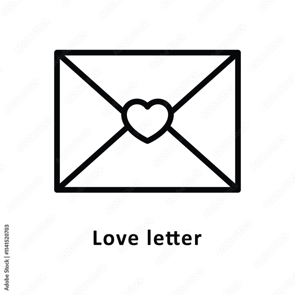 Love Letter vector Outline Icon. Eps 10 File Love Letter vector Outline Icon. Eps 10 File