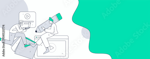 Education and learning people flat vector concept hand drawn illustration
