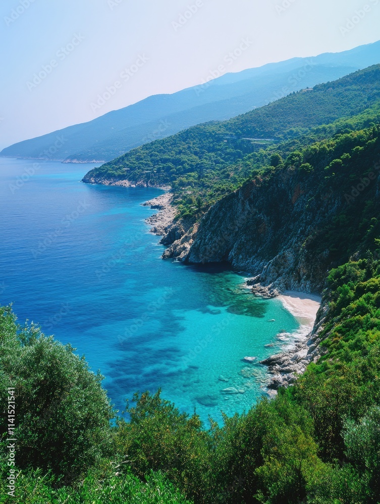 Fototapeta premium Ocean view from hilltop