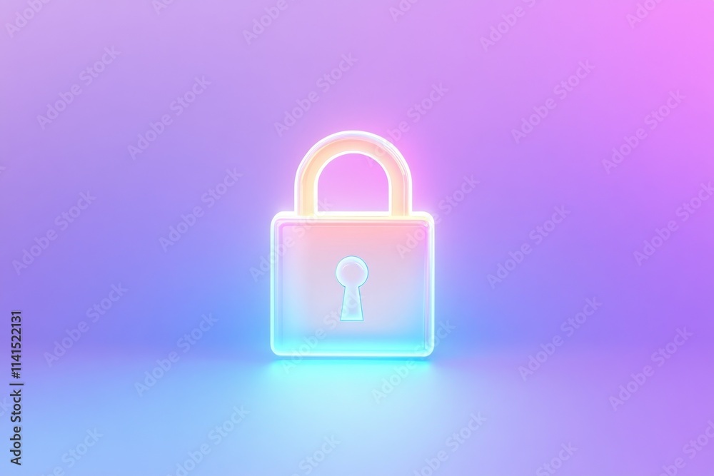 Glowing Lock Icon on Gradient Background for Digital Security Design Glowing Lock Icon on Gradient Background for Digital Security Design