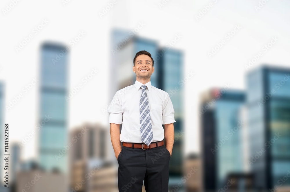 Confident business man posing on street outdoors Confident business man posing on street outdoors