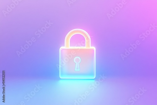 Glowing Lock Icon on Gradient Background for Digital Security Design