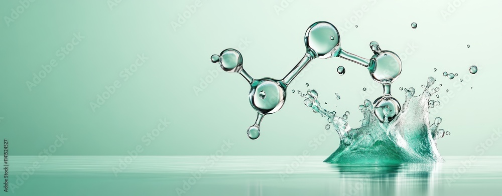 Dynamic splash of molecules in clear water scientific experiment indoor lab modern design Dynamic splash of molecules in clear water scientific experiment indoor lab modern design