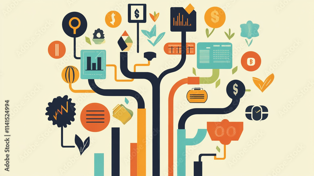 Abstract Background Design images with business concept, Colorful Business Charts and Graphs Visualizing Data with various elements, promotional, investment graphic advertising business background. Abstract Background Design images with business concept, Colorful Business Charts and Graphs Visualizing Data with various elements, promotional, investment graphic advertising business background.