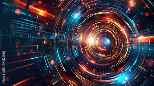 Wallpaper Mural Abstract digital design featuring vibrant colors and circular patterns, suggesting technology. Torontodigital.ca