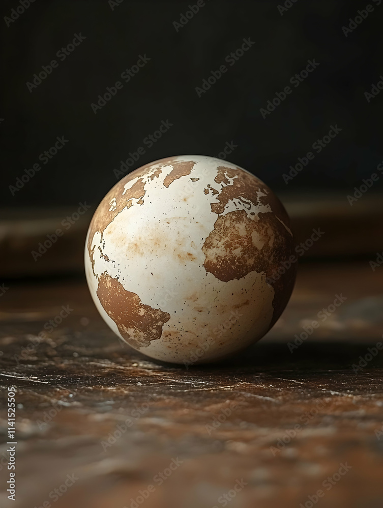 Antique Globe Illustration on Wooden Surface Antique Globe Illustration on Wooden Surface