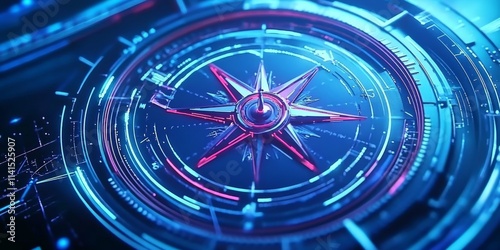 Wallpaper Mural Sleek digital compass on blue background symbolizing online data transport and modern navigation in the digital realm Torontodigital.ca