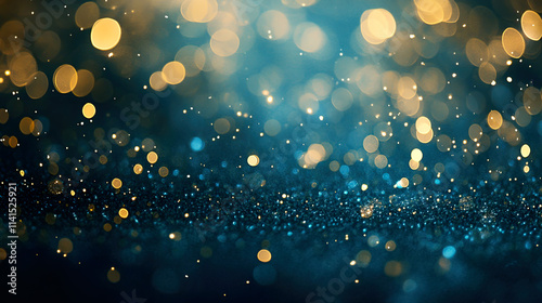 Abstract sparkle bokeh Blue and gold glitter  background