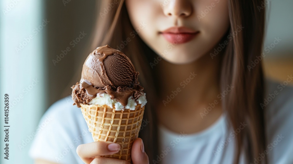 Woman with chocolate ice cream Woman with chocolate ice cream