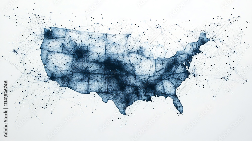 United States Map Network Connectivity Visualization United States Map Network Connectivity Visualization
