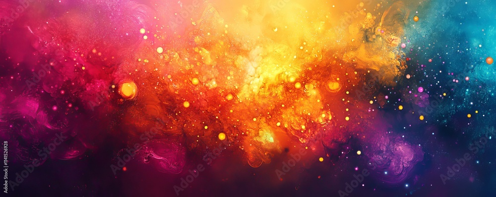 Naklejka premium Explosive color clusters glowing with vibrant radiant patterns. Generative AI