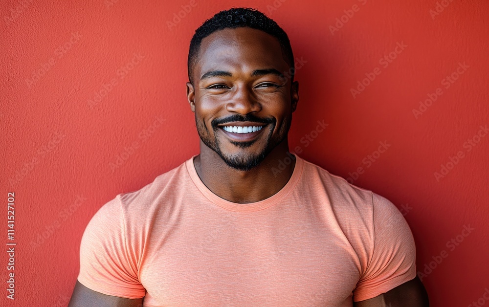 A man with a beard is smiling and wearing a t-shirt A man with a beard is smiling and wearing a t-shirt