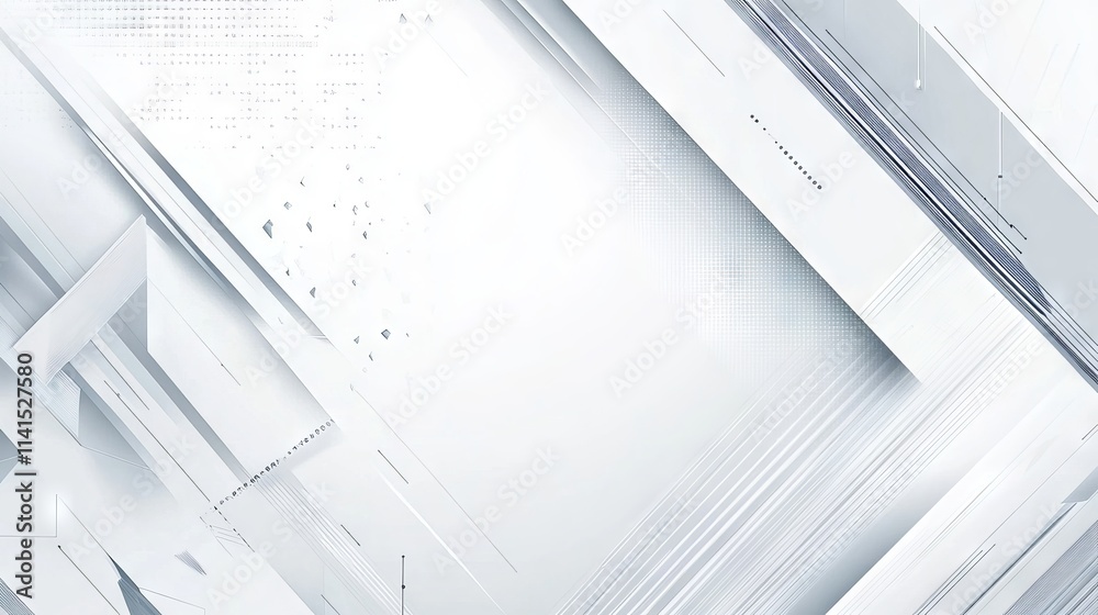 Fototapeta premium Abstract geometric technology banner design with white and grey vector background for modern digital projects and websites