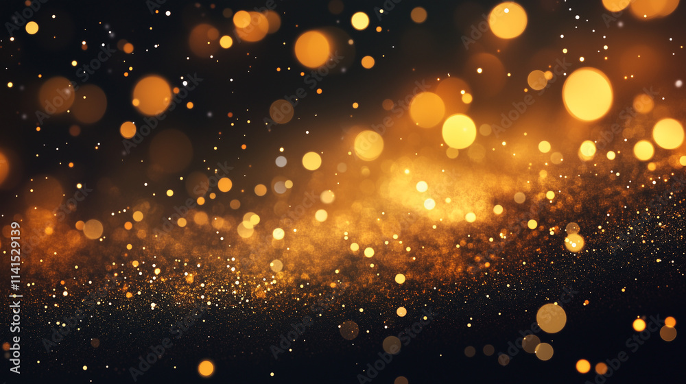 abstract gold glitter background on black, bokeh effect abstract gold glitter background on black, bokeh effect