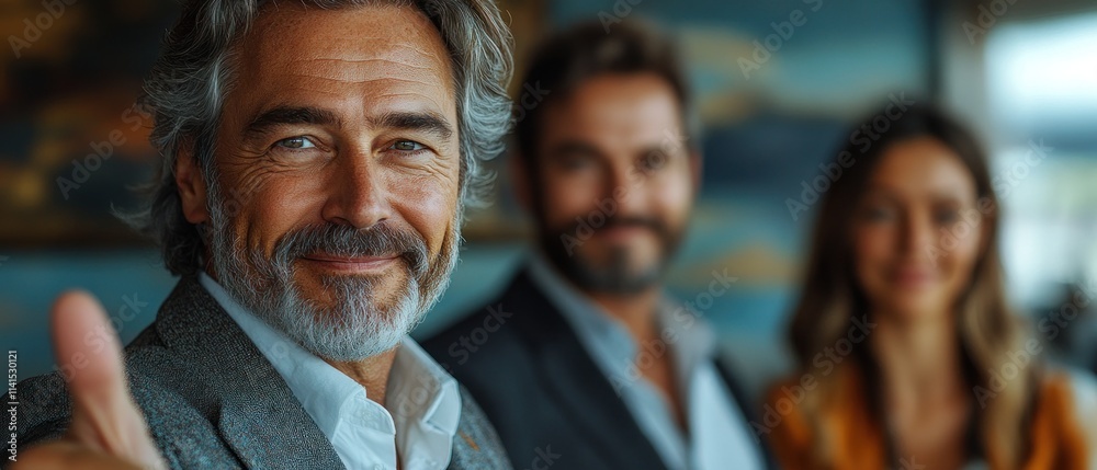 Group of professional business people smiling and looking at camera Group of professional business people smiling and looking at camera