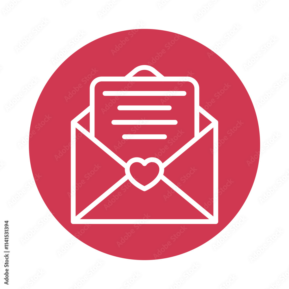 Love letter Vector Gylph Circle Icon. Eps 10 file 