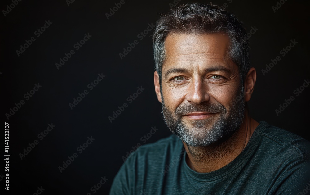 man with casual t-shirt is smiling at the camera, solid color background man with casual t-shirt is smiling at the camera, solid color background