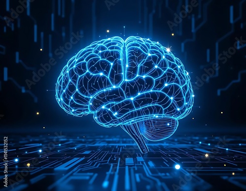 Futuristic AI Brain with Blue Neural Connections