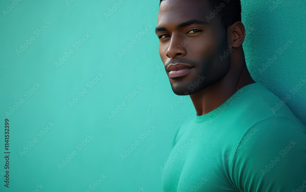man with casual t-shirt is smiling at the camera, solid color background man with casual t-shirt is smiling at the camera, solid color background